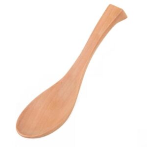 Wooden Rice Paddle Natural Wood Comfortable Handle Resists Warping Soup Spoon